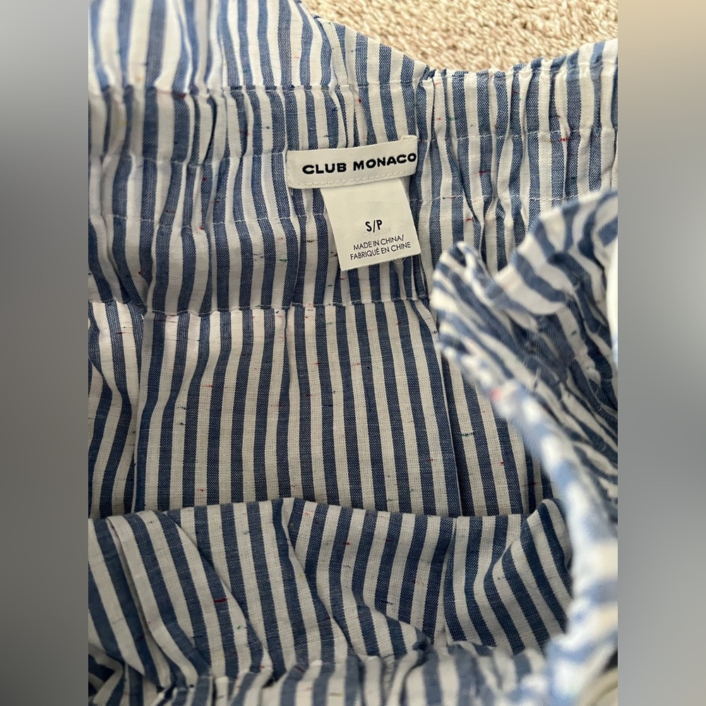 Club Monaco Striped Blue & White Faux Wrap Cotton Skirt - Picture 10 of 13
